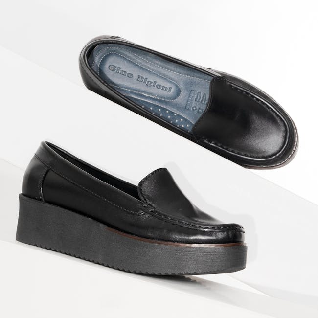 Kids School Shoe Black Leather-look Boys 3