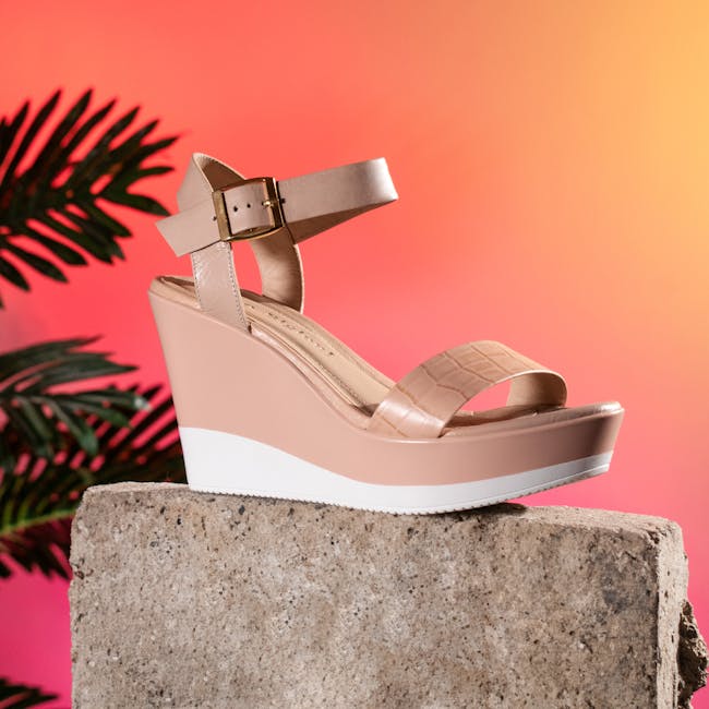 Bay Women Wedge Heel Sandal Beige 4-inch